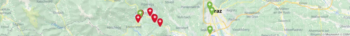Kartenansicht für Apotheken-Notdienste in der Nähe von Rosental an der Kainach (Voitsberg, Steiermark)